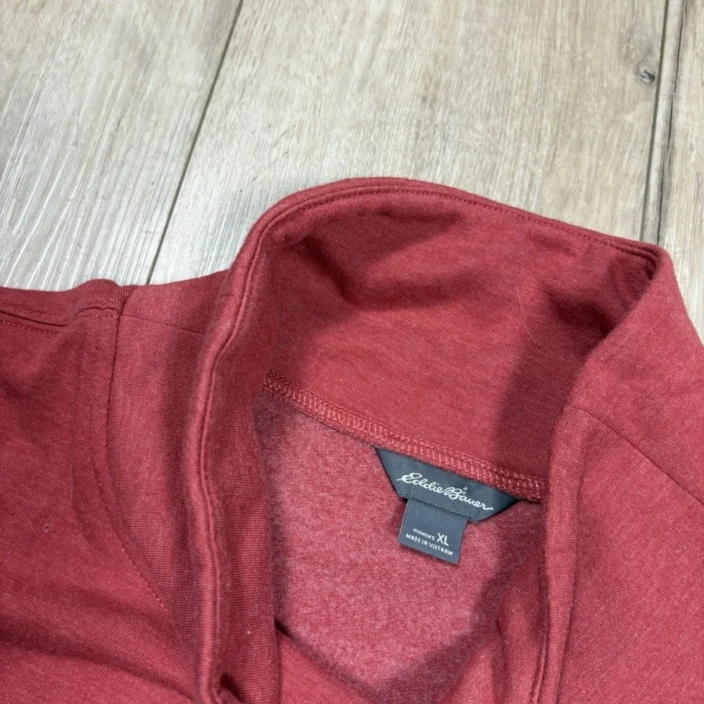 Eddie Bauer Women Red Pink Turtleneck Sweater XL Slouchy‎ Relaxed Pockets Soft